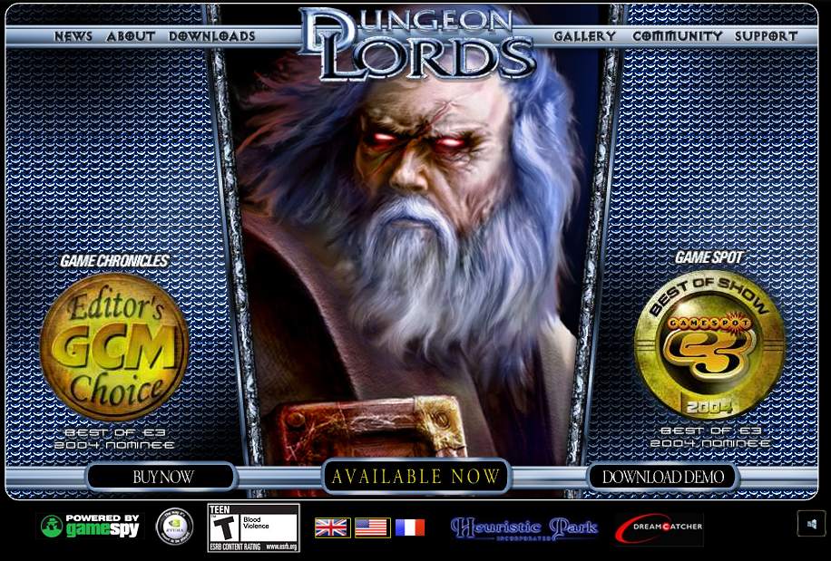 Dungeon Lords Old Homepage