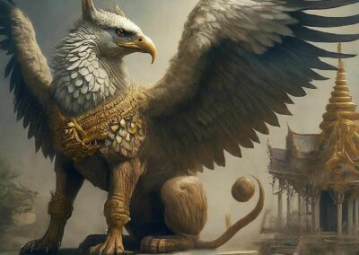 A griffin guarding a temple