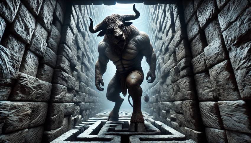 The Minotaur looks menacingly at us for invading his labyrinth