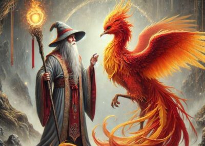 A wizard and a phoenix