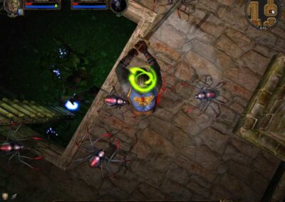 Escaping the zombie pit to heal and then being attacked by spiders