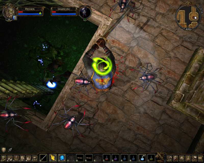 Escaping the zombie pit to heal and then being attacked by spiders