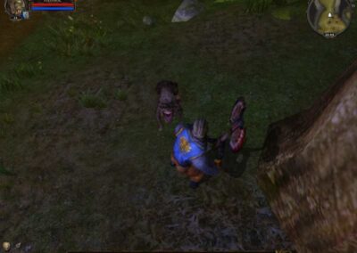 Fighting a wolf from the Steam cover