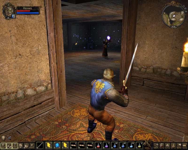 The dark mage guarding the mage I need to talk to