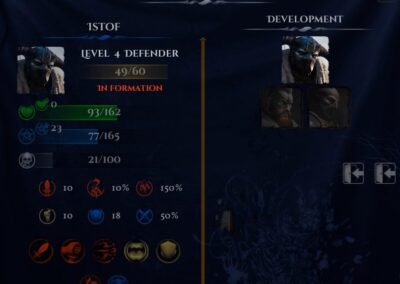 Leveling system and upgrade menu for defender archetype