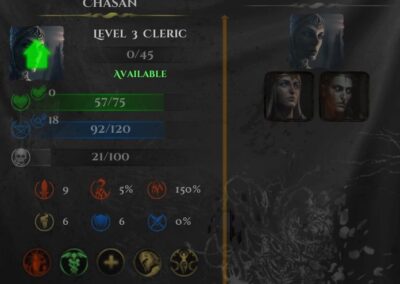 Leveling system and upgrades for cleric class
