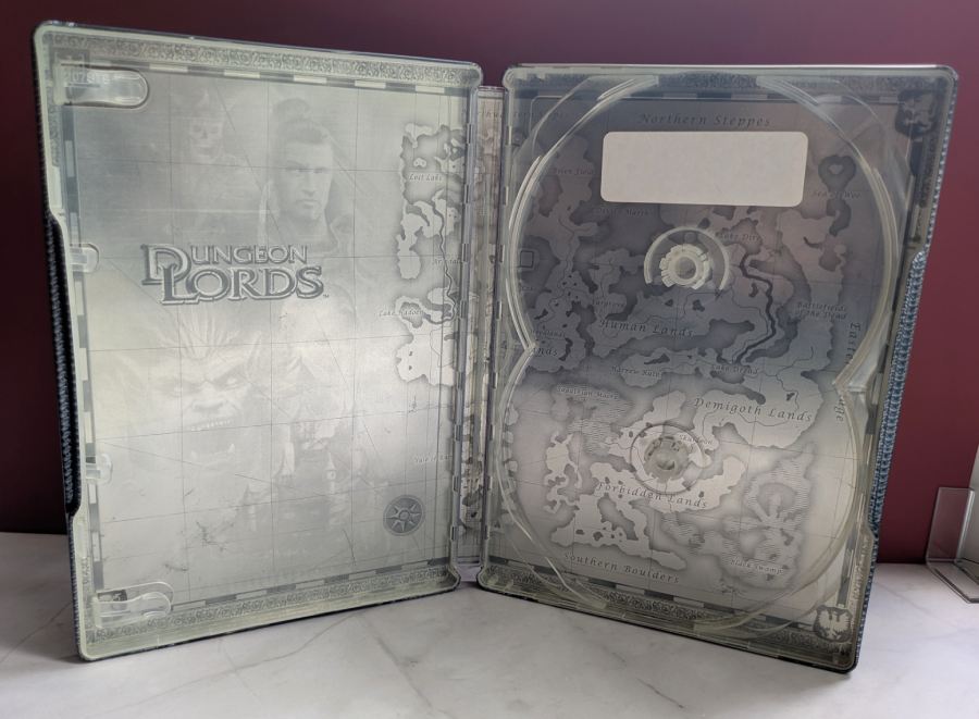 Empty inside of case showing the black and white map printed on the inside Empty inside of case showing the black and white map printed on the inside